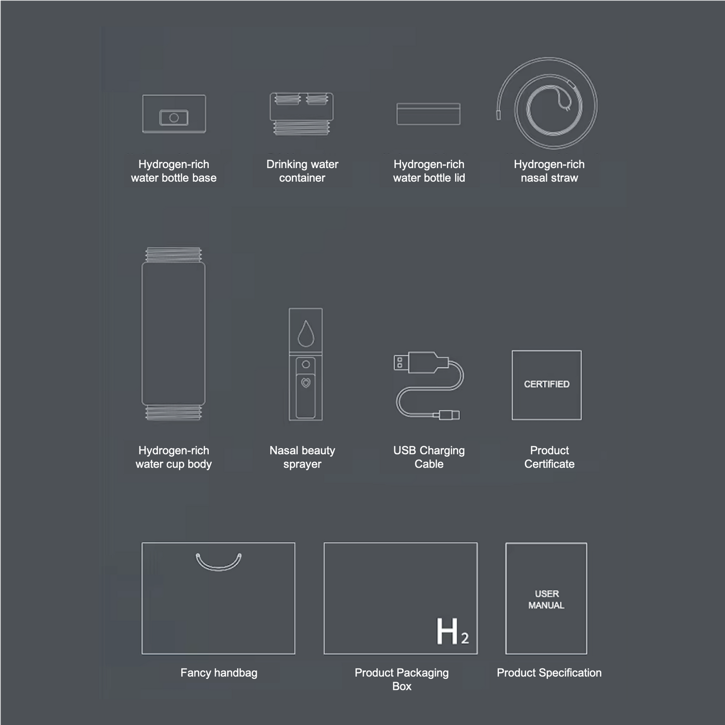 H2Plus Hydrogen Generator Water Bottle